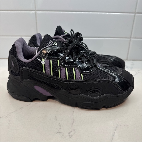 adidas Shoes - adidas Black Athletic Sneakers with Purple and Lime Accents